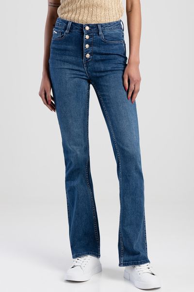 Sissy Boy: Ronda High Waist Bootleg Jeans With Exposed Buttons