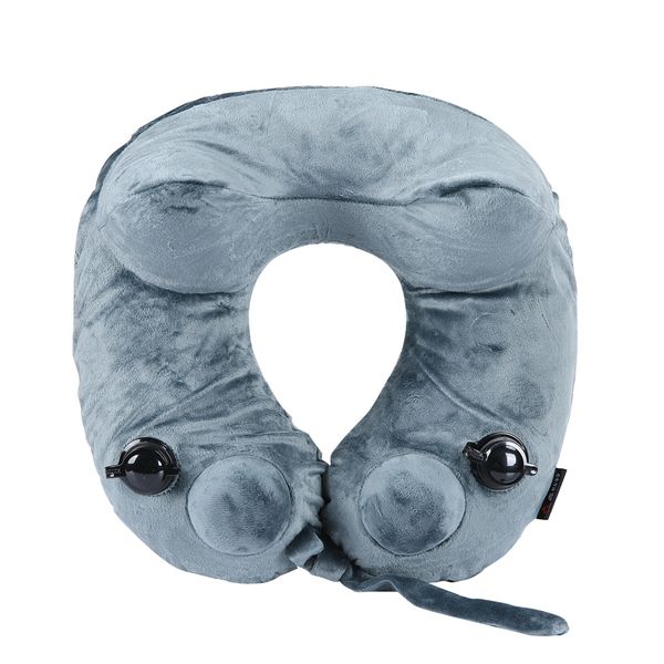 Double Airbag Inflatable Travel Neck Pillow Sage Green
