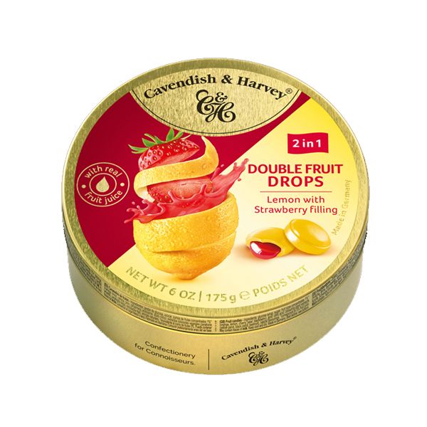 Cavendish &amp; Harvery Double Fruit Drops Lemon With Strawberry Filling - 175g