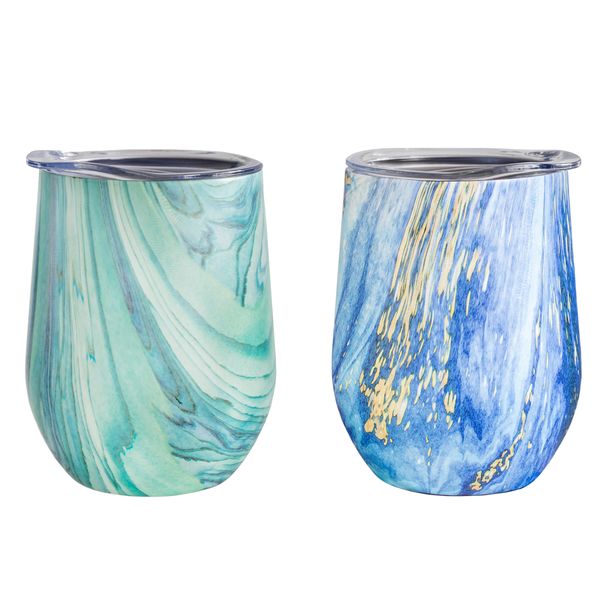 GLACIER Set of 2 - 350ml S.Steel Double Wall Mugs - TRANQUIL TURQUOISE