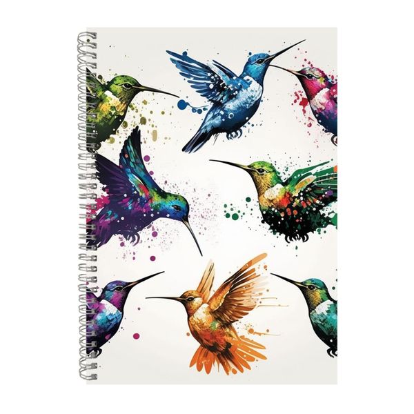9 Rainbow Splatter Hummingbirds Notebook Gift Idea Notepad Pad 107