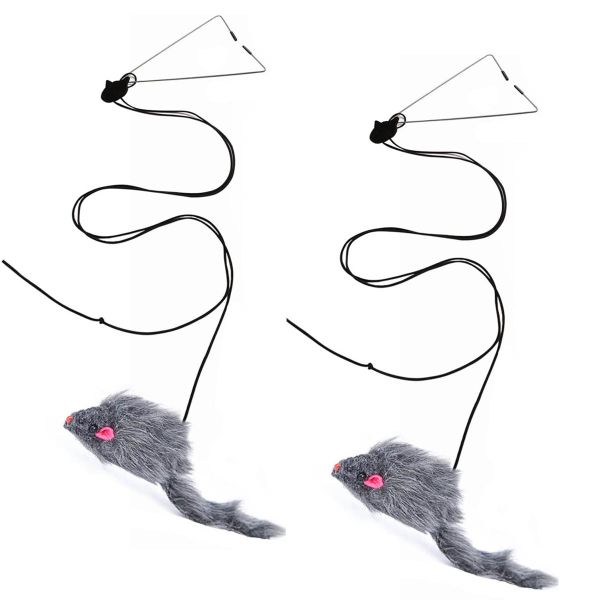 2 Pack Cat Toy Rope Mouse Play Supplies, Hanging Retractable Cat Toy