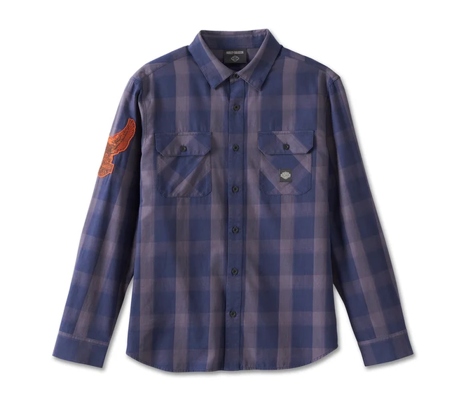 Men's Motorbreath Long Sleeve Shirt - Blue Plaid
