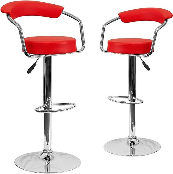 Broadway - Modern PU Leather Barstool - Red (set of 2)