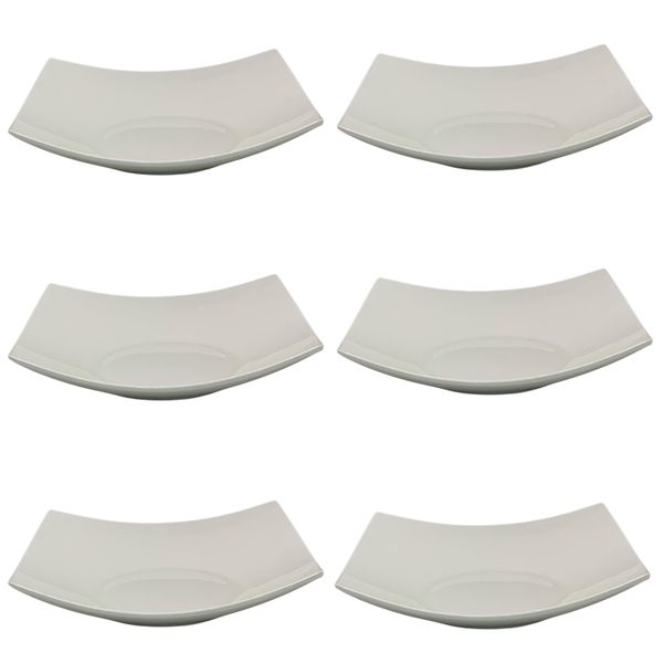 Square Porcelain Modern Plates Set - 6 Piece (20x20x4cm)