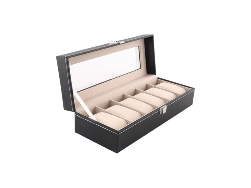 NIGANJ Watch Storage Box | Velvet Lining Watch Organiser Case| 6 Slots