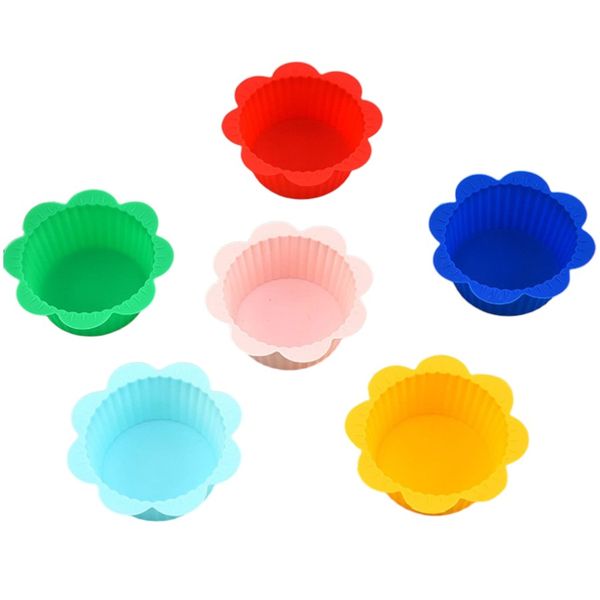 1 Pack- Silicone Flower-Shaped Cupcake &amp; Muffin Mold- Multicolour