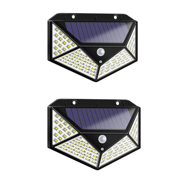 100 LED Solar Motion Wall Light - 2 Pack