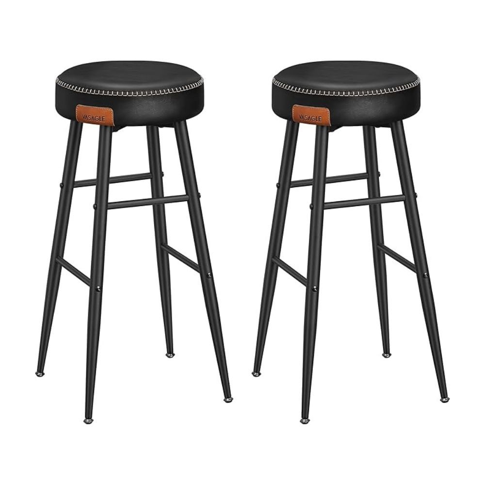 Vasagle Kitchen Bar Stool Chair, Height 76cm Set of 2, Black