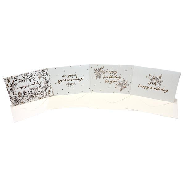Set Of 4 Gold And White Embossed Cards With Envelopes - Set C