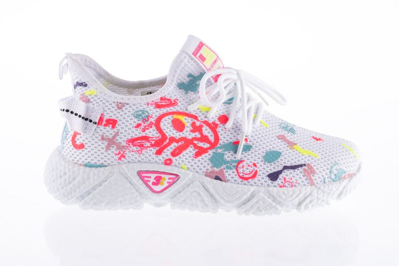 3-Stars Girl's Micha Print Sneakers - White