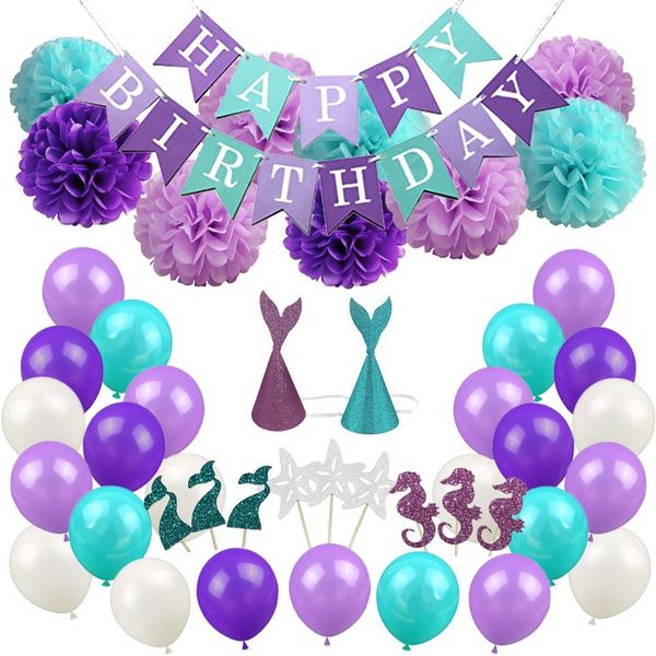 iKids Purple Mermaid Party Decorations Set