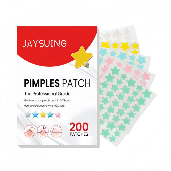 Jaysuing 200pcs Star Acne Patches - Waterproof Hydrocolloid Pimple Stickers