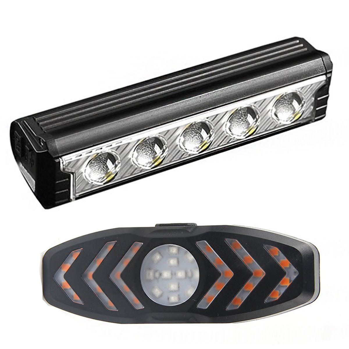 Bicycle Headlight Front Cycling Head Lamp and Warning Bike Brake Lights Set