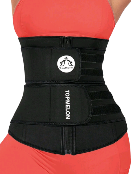 Top Melon Penguin Letter Graphic Zipper Waist Trainer