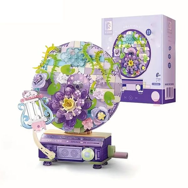 Creative Flowers Music Building Blocks Kits Romantic Home Decorations