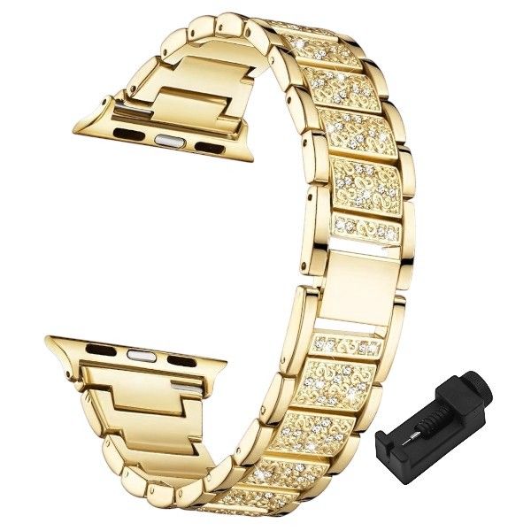 Luxury Rhinestone Watch Band with Link Remover - Gold