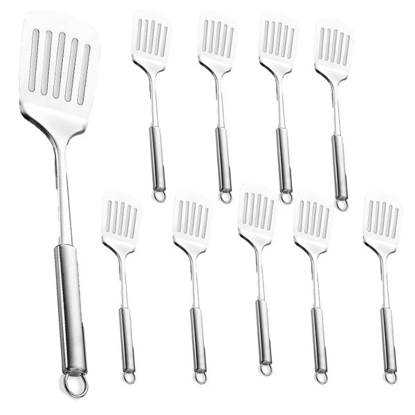 10 Piece Stainless Slotted Turner,Ideal for Cooking Fish, Eggs,and Pancakes