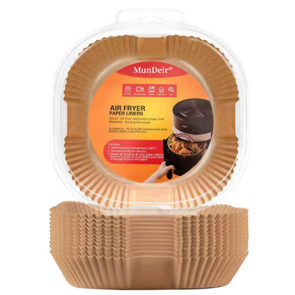 Air Fryer Baking Paper, 20cm×20cm×4.5cm, Brown, MunDeir , 100 Pieces