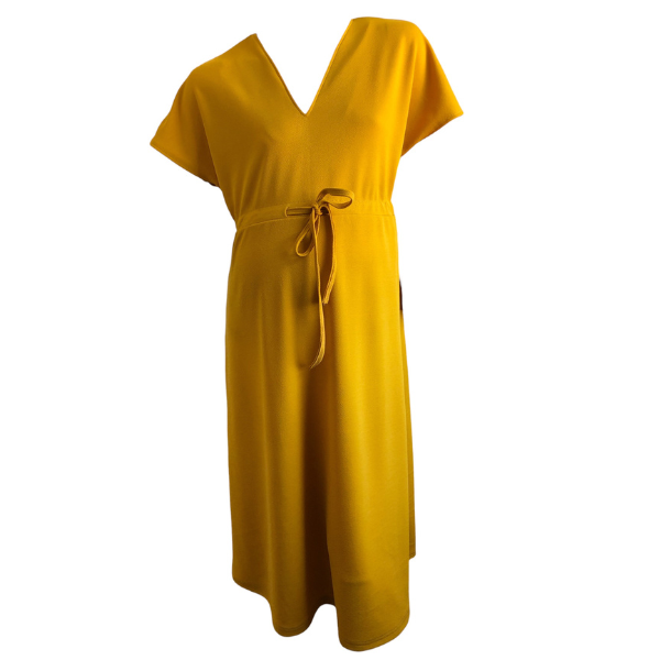 Mustard Super Soft Summer Maternity - V-Neck Dress - Knee Length