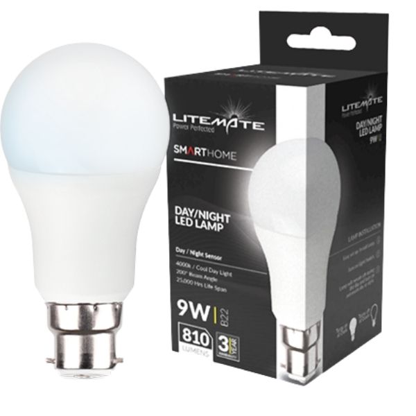 LITEMATE- Day/Night Time Sensor LED Light Bulb - (9W)