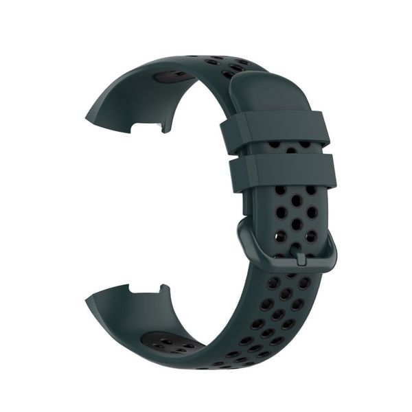 Breathable Silicone Strap Compatible with Fitbit Charge 3/4- Green &amp; Black