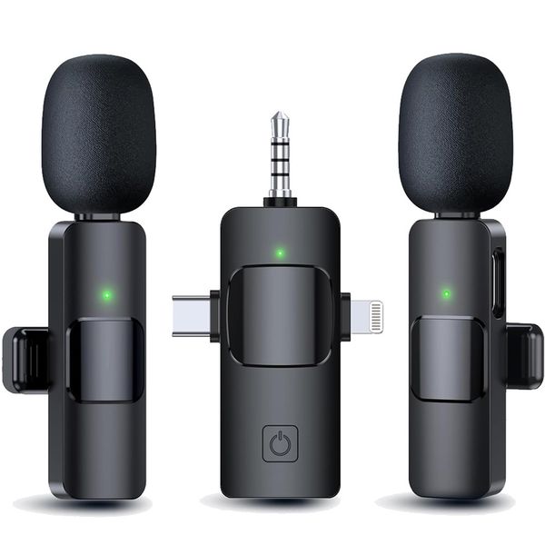 BezosMax 3 in 1 Wireless Lavalier Microphones Noise Canceling Mic