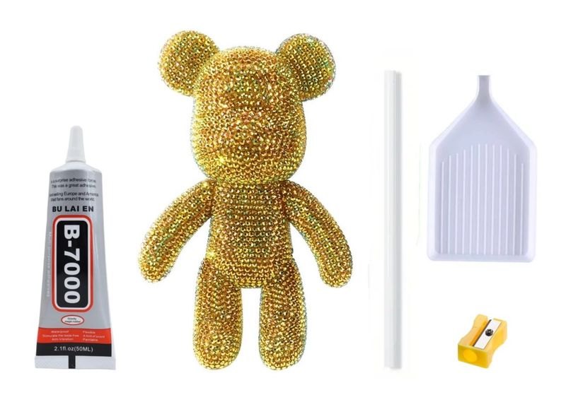DIY Rhinestone 3D Bear Model Kit - Goldish