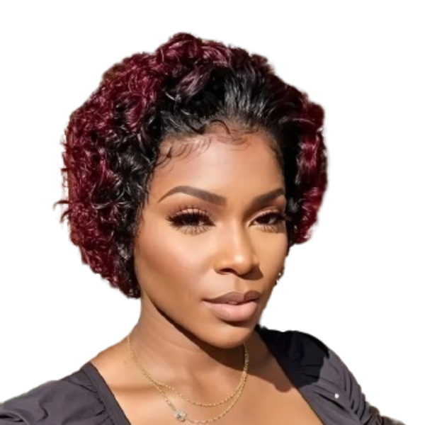 Frontal Brazilian Hair Pixie Wig, 13x1 Part Lace Frontal Wig.