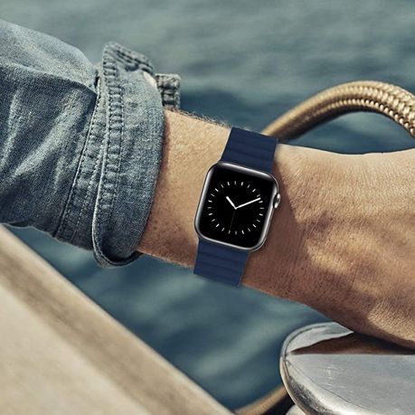 Apple watch diver blue leather online loop