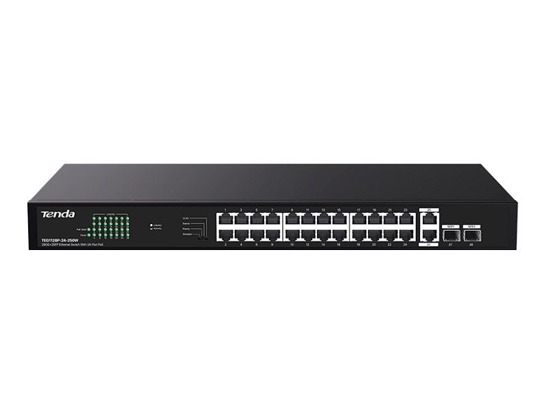 TENDA 26-Port Ethernet Switch With 24PoE +2SFP 250W(TE-TEG1128P-24-250W)