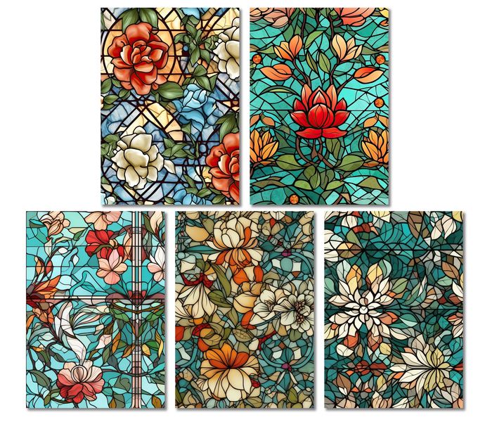 Greeting Cards - "STAINED GLASS" (5 Pack)
