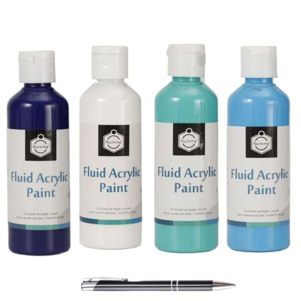 Pouring/Fluid Acrylic Paint with Added Pen