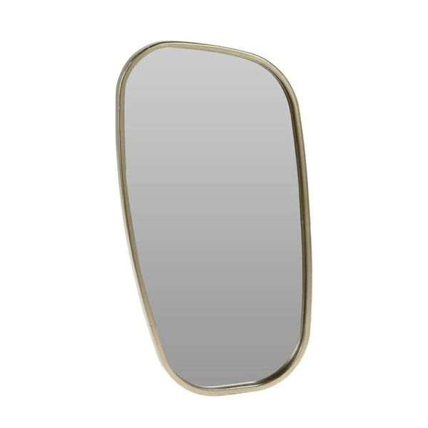 Organic Reflections - Asymmetrical Mirror with Gold Metal Frame - 19x35cm