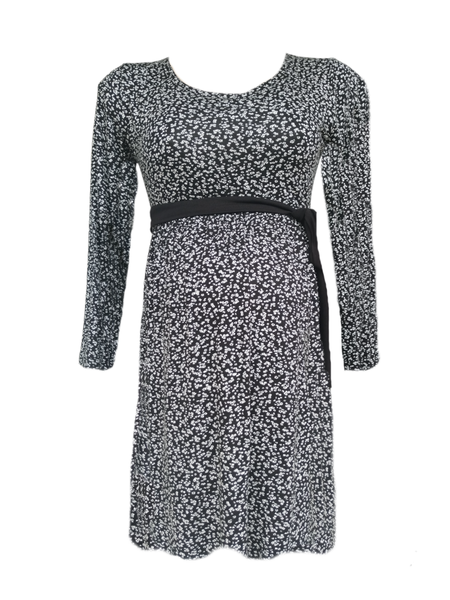 Absolute Maternity Long Sleeved Gathered Top Black Floral