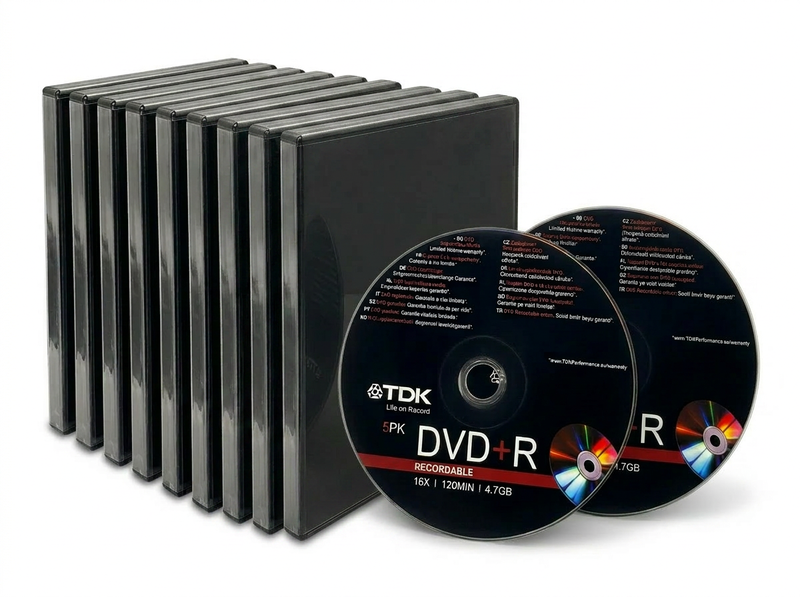 TDK DVD+R Recordable Discs 4.7GB 16X 120min with FREE DVD Cases - 10 Pack