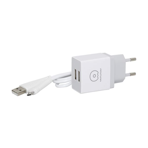 Dual USB Port Travel Charger WUW Adaptor with USB Cable - Micro USB