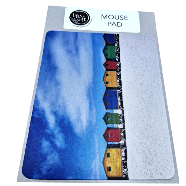 Mouse Pad 22 x 18 cm- Colourful Houses on White Sand