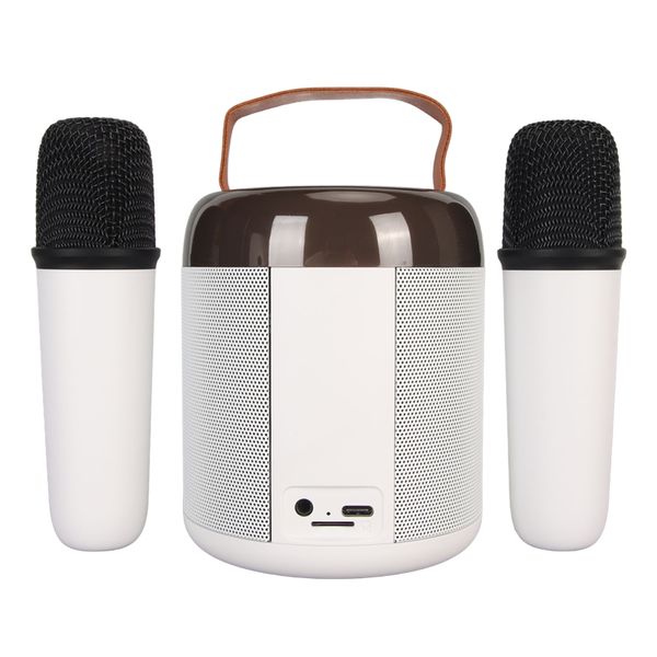 Wireless Karaoke Speaker, 2 Mics, White