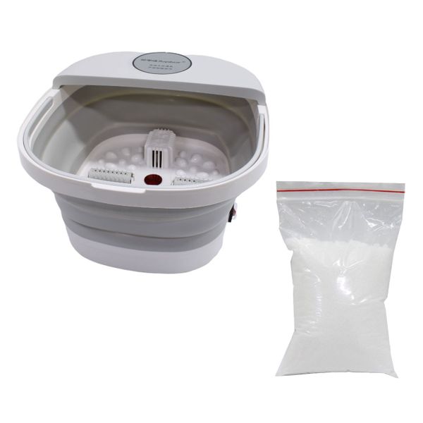Collapsible Foot Spa Massager - 6Lt Foldable Foot Bath &amp; 500gr Epsom Salt