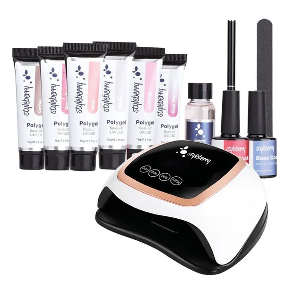 Styleberry Polygel Nail Extension Kit with Tips with 168W LED Lamp