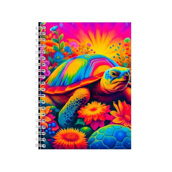 Turtle Daisies And Carnations Neon Notebook Gift Idea A4 Notepad Pad 76