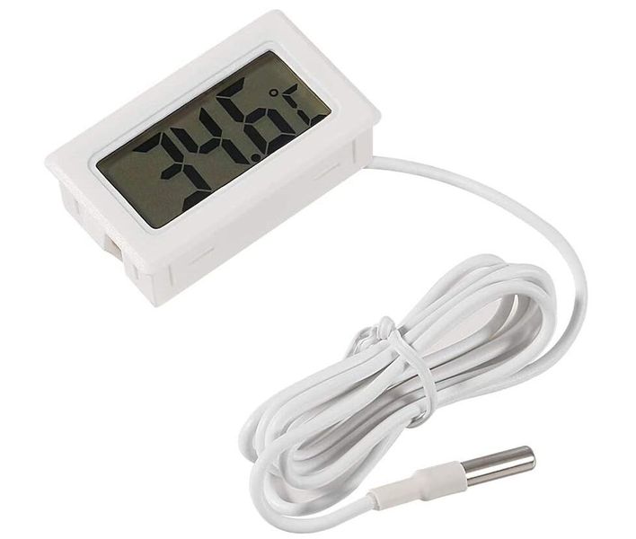 Techme Temperature LCD Digital Thermometer with 1M Probe - White