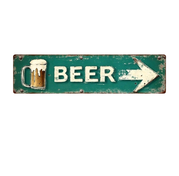 Vintage Retro Beer Rustic Wooden Directional Arrow Wall Decor Sign