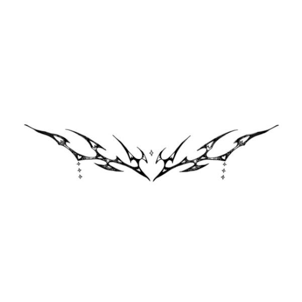 Night Totem Y2K Temporary Tattoo With Fine heart Inlays - Black