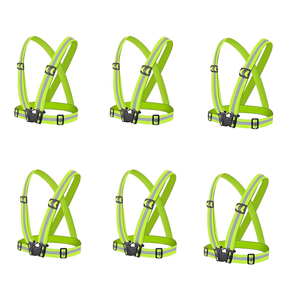 Set Of 6 Adjustable Highlight Reflective Straps Vest Belts AY093001