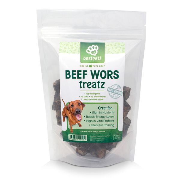 BestPetz - 100% Pure Beef Wors Biltong Treats 250g