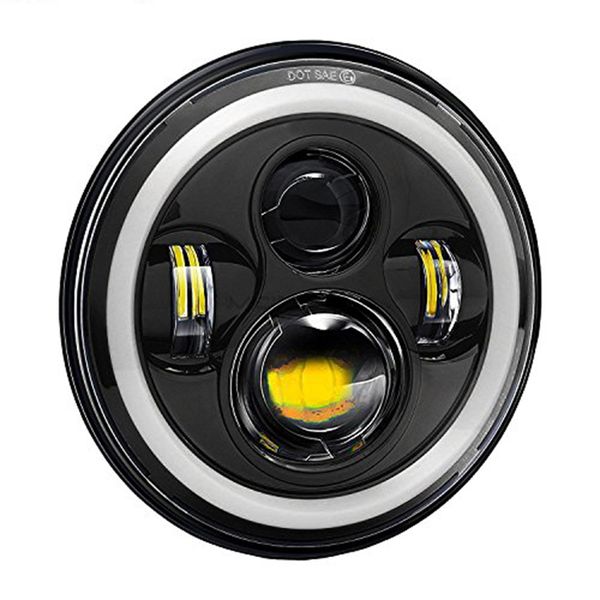 7 Inch Harley Motorcycle Off-road LED Headlight With Angel Eyes