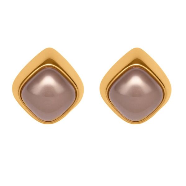 High Quality Square Gray Rubber Beads Stainless Steel Earrings