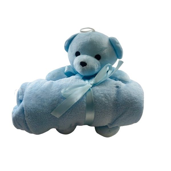 Plush Bear (20cm) with Baby Blanket (100cm x 80cm) - Set of 2